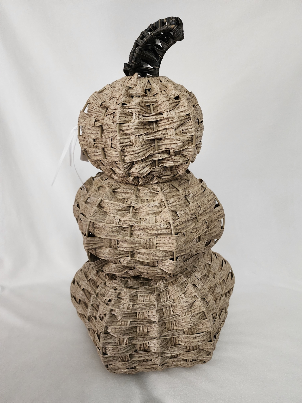 Handwoven Natural Rattan Pumpkin Stack - Neutral Fall Décor